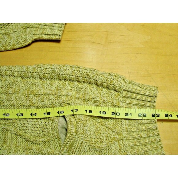 Vtg Sunbird LL Yellow Cable Knit Cardigan Sweater Size L Chest 48" Button Front - Picture 12 of 12